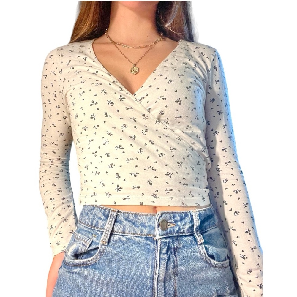 Brandy Melville Floral Wrap Top